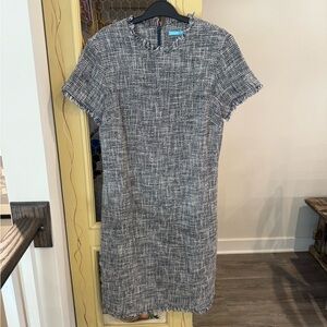 J. McLaughlin Black and White Textured Mini Dress